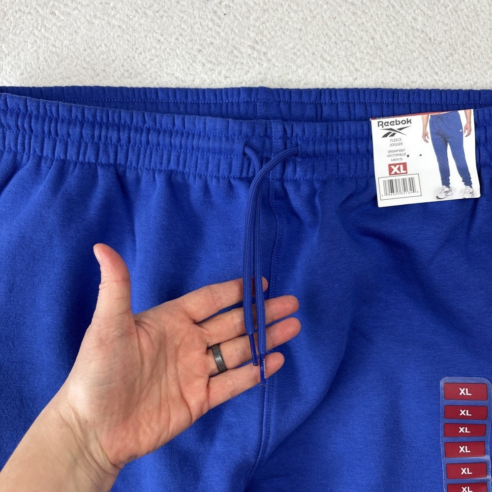 NEW REEBOK Mens Fleece Joggers Sweatpants XL Blue Athletic Pants Tapered Stretch - Picture 12 of 13